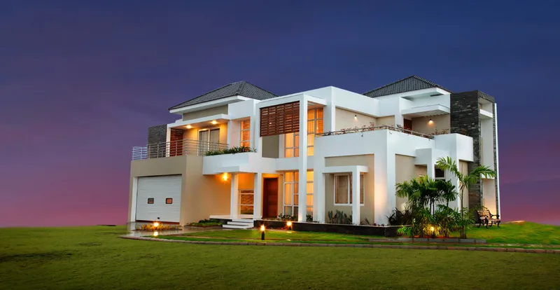 Contemporary residence at twilight